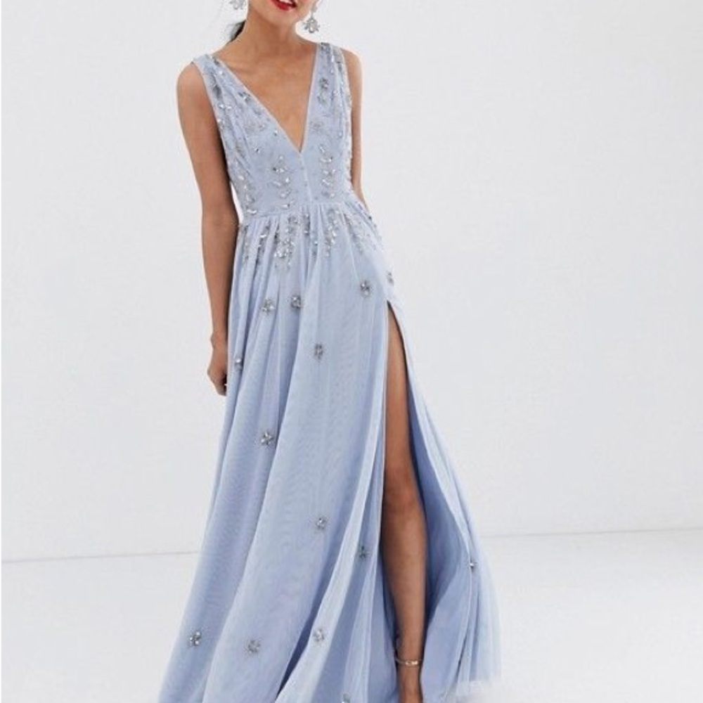 ASOS Light Blue Maxi Dress with Embellishments